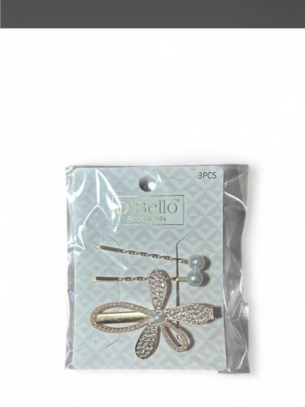Coquette fairy core elegant elevated 3 piece gold rhinestone pearl hair clips